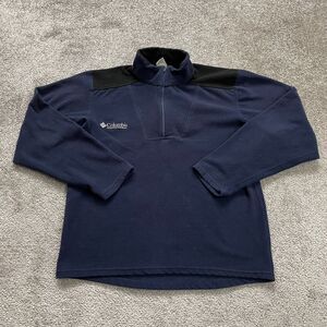 Columbia Sportwear Company Fleece Sweatshirt Mens Small Blue Black Mock 1/4 Zip